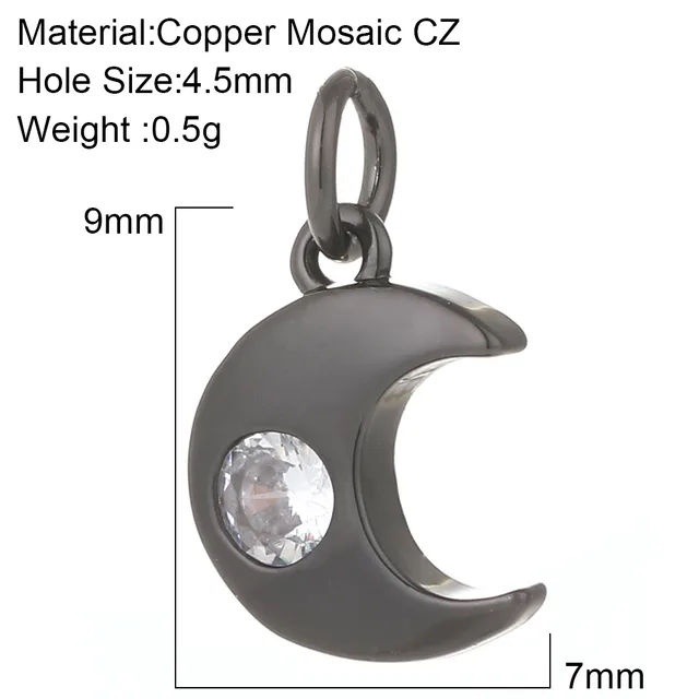 Micro set zircon moon pendant jewelry Black - Shop at LoveMi