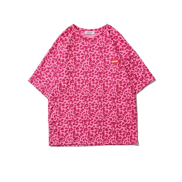 Short Sleeved Men's Cotton Leopard T Shirt Couples Pink - Shop at LoveMi