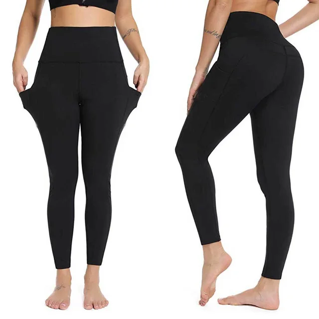 Side Mobile Phone Pocket High Waist Sports Fitness Yoga Leggings Black - Shop at LoveMi