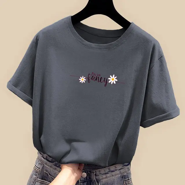 Women's Loose Korean Style Slim CEC Short Sleeved Top Denim Blue - Shop at LoveMi