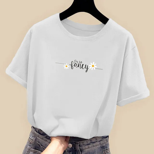 Women's Loose Korean Style Slim CEC Short Sleeved Top White - Shop at LoveMi