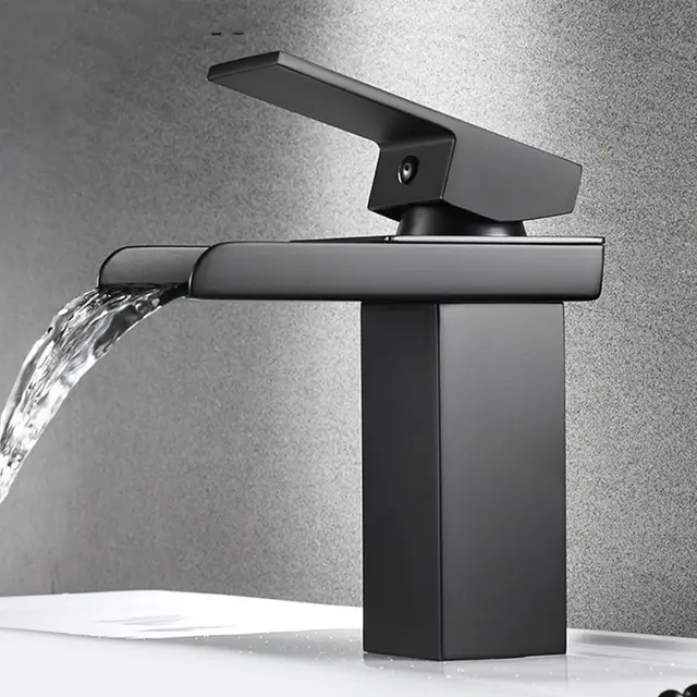 All Copper European Waterfall Faucet Black Gold Paint And Chrome Plated Black - Shop at LoveMi