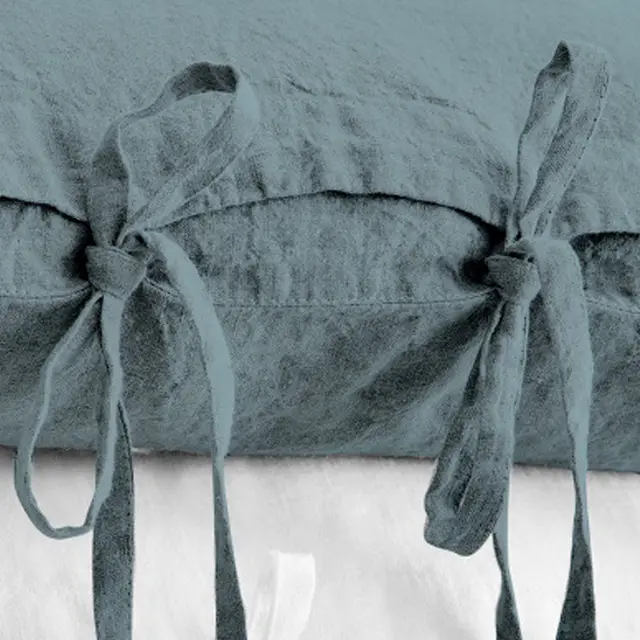 Simple Solid Color Linen Bandage Pillowcase Blue - Shop at LoveMi