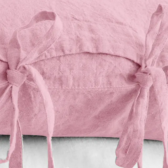 Simple Solid Color Linen Bandage Pillowcase Pink - Shop at LoveMi