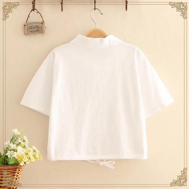 New Cat Loves Fish Thin Versatile Loose T Shirt White - Shop at LoveMi