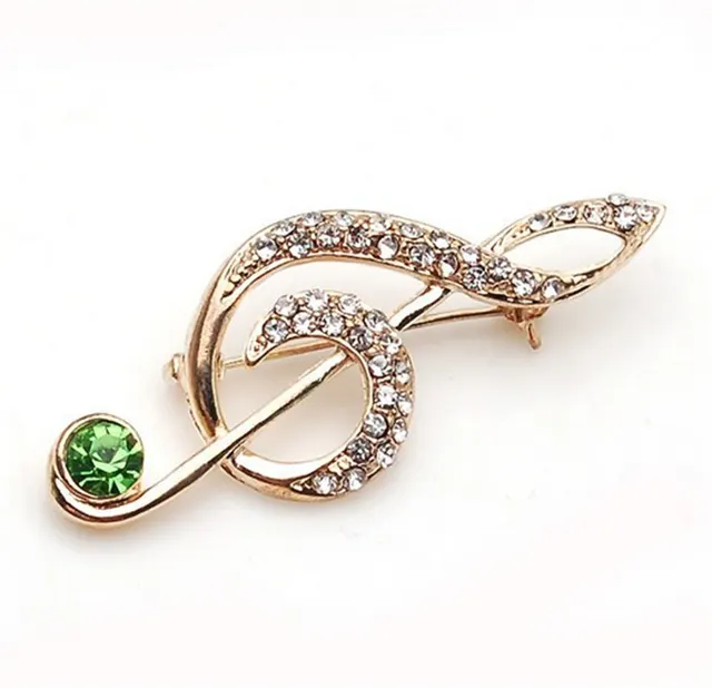 Gold plated Diamond Music Symbol Brooch - Shop at LoveMi