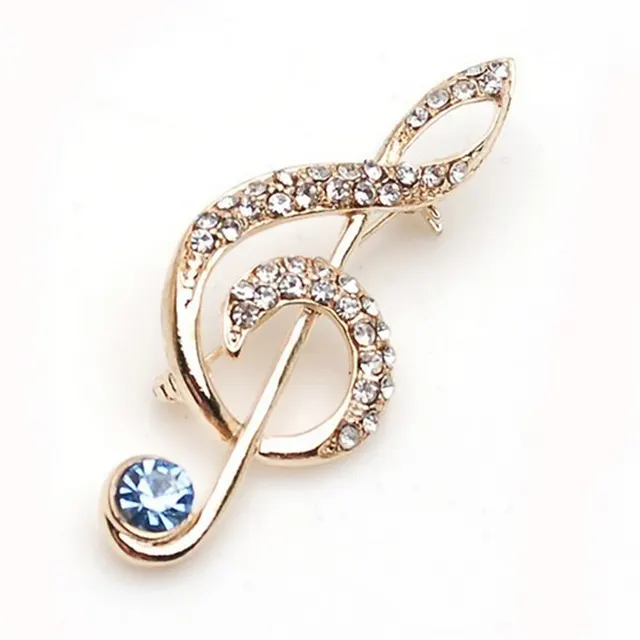 Gold plated Diamond Music Symbol Brooch - Shop at LoveMi