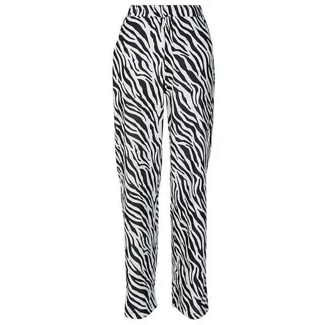 New Style Zebra Print Fashion Wide Leg Pants Black - Shop at LoveMi