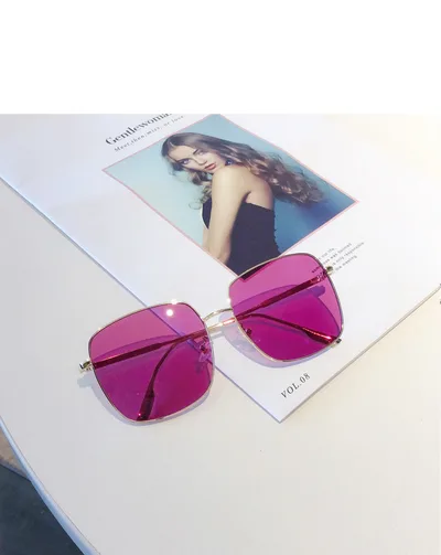 Square Sun Sunglasses Glasses Transparent Pink Glasses Deep Purple - Shop at LoveMi