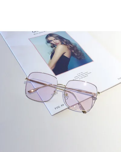 Square Sun Sunglasses Glasses Transparent Pink Glasses Light Purple - Shop at LoveMi