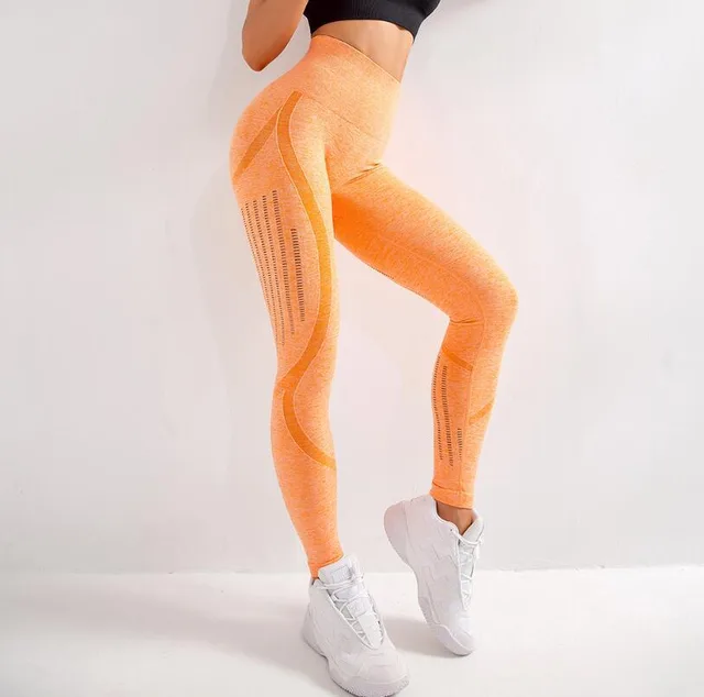 Training Sports Tights Women's High Waist Stretch Yoga Pants Orange - Shop at LoveMi