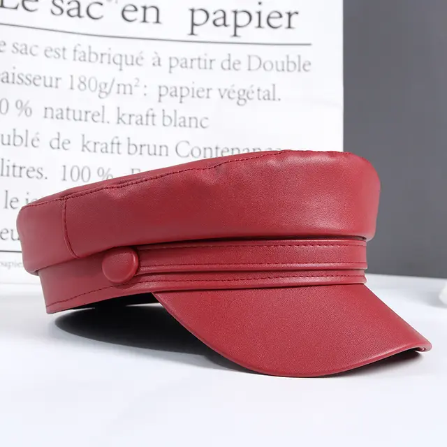 Japanese Flat Top Navy Hat Breathable British Retro Octagonal Hat Red - Shop at LoveMi