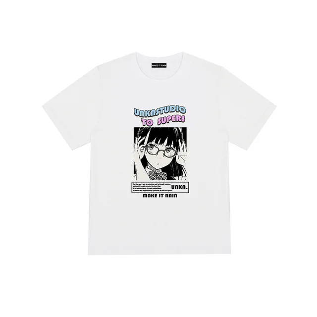 Fashion Retro Two Dimensional Printing Short sleeve White - Shop at LoveMi