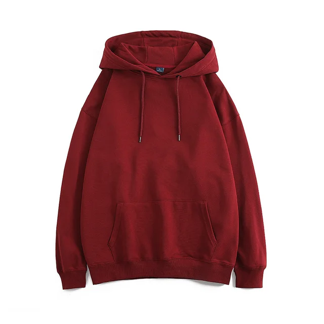 Autumn Thin Drop Shoulder Pullover Sweater Blank Custom Hoodie Wine Red - Shop at LoveMi