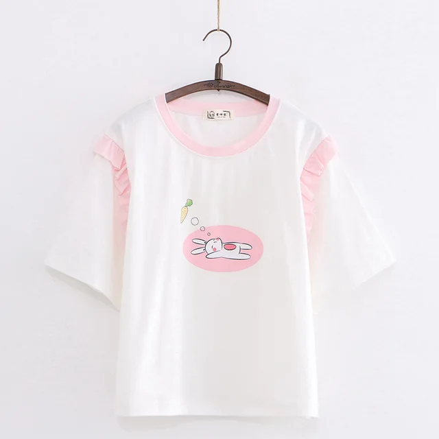 Summer New Cute Round Neck Short Sleeve Top White - Shop at LoveMi