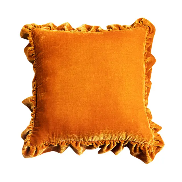 Cushion Lace Throw Pillow Solid Color Sofa Waist Pillow Bed Head Pillow Pillow Cover Orange - Shop at LoveMi
