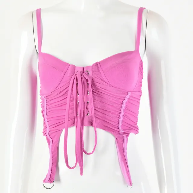 Women's Sleeveless Lace up Umbilical Sling Camisole Top Purple - Shop at LoveMi