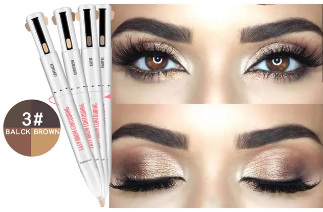 Four Color Rotating Ball Point Eyebrow Pencil Black3Pcs - Shop at LoveMi