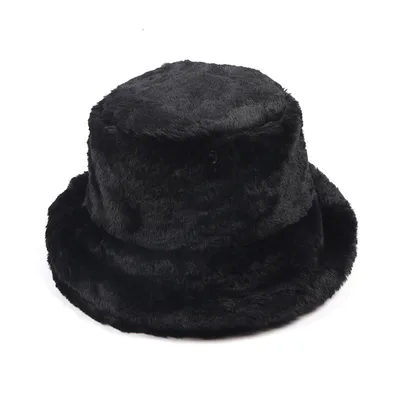 Winter Women's Thickened Imitation Rabbit Fur Flat Top Japanese Fisherman Hat Black - Shop at LoveMi