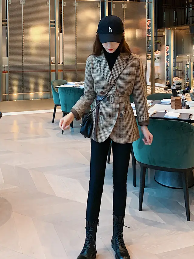 Plaid Small Suit Jacket Women Autumn And Winter Lace Picture Color - Shop at LoveMi