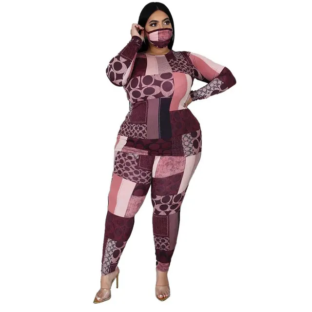 Fall Plus Size Clothing Set Tracksuit Stretch Top Pink - Shop at LoveMi
