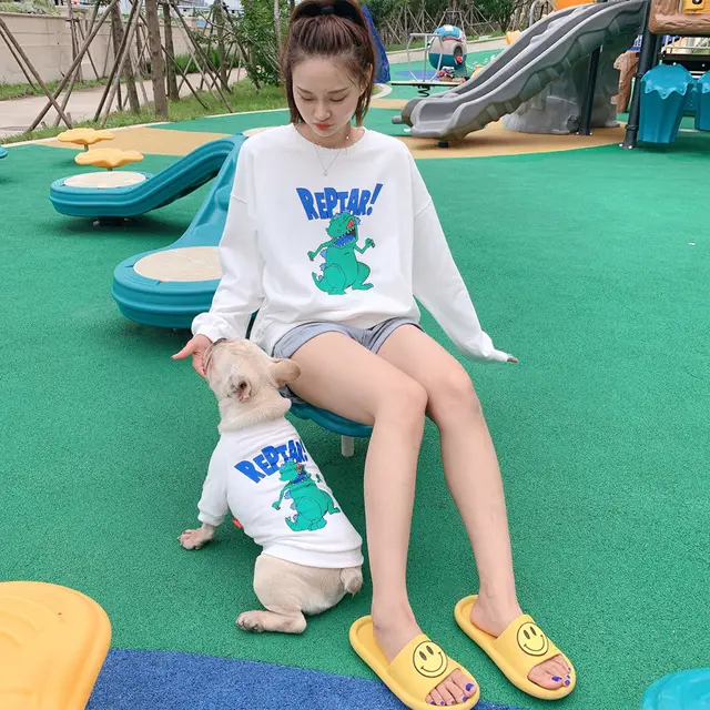Spring and Autumn Cartoon Print Dog Two legged Pet Parent child Wear White - Shop at LoveMi