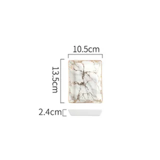 Nordic Ins Marble Pattern Creative Ceramic Tray - Gold