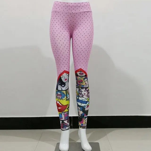 Funny Cartoon Leggings Female High Waist Printing Pant Leggings Fitness Sports Pants Pink - Shop at LoveMi