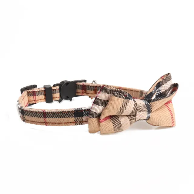 Fashion Simple Canvas Plaid Pet Collar Yellow - Shop at LoveMi