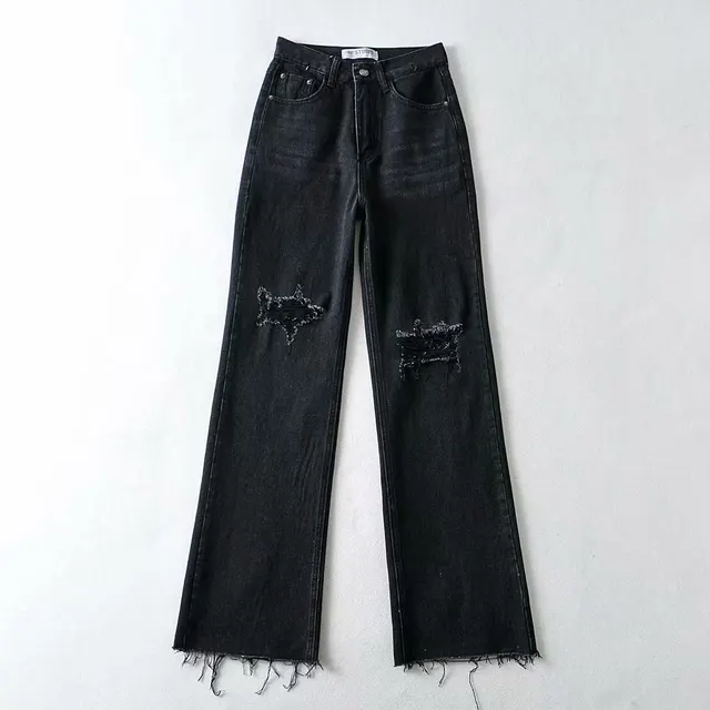 European And American Street Loose High Waist Draped Straight Leg Pants Black - Shop at LoveMi