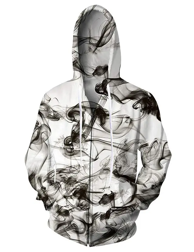 Nebula Pattern Zipper Hoodie Full Print White - Shop at LoveMi