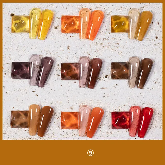 9 Colors Amber Set UV Gel Nail Polish Ice Penetration Soak Off Shining All Color Set - Shop at LoveMi
