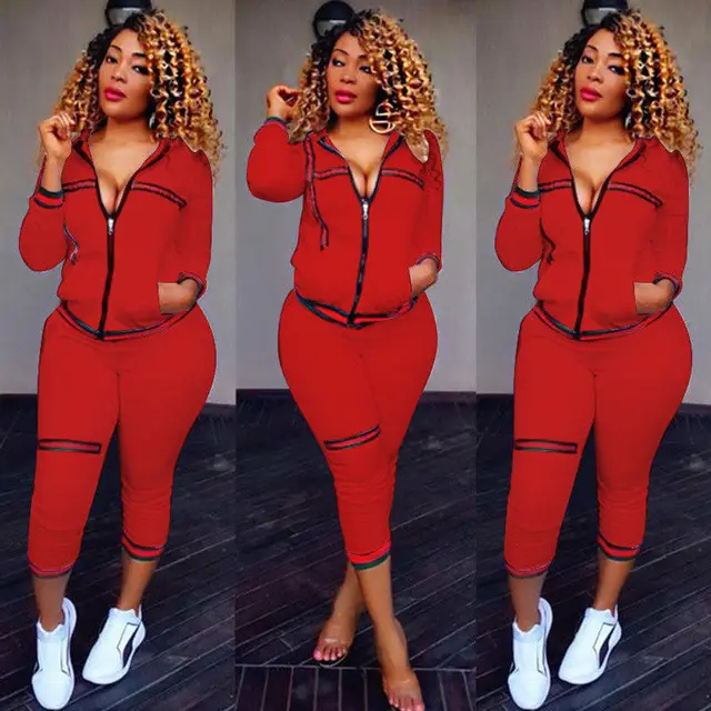And High Waist Bandage Pants Women Outfits Autumn Clothes Red - Shop at LoveMi