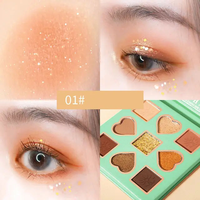 Pearlescent Matte Glitter Glitter Sequins Peach Nine Color Eyeshadow Style A - Shop at LoveMi