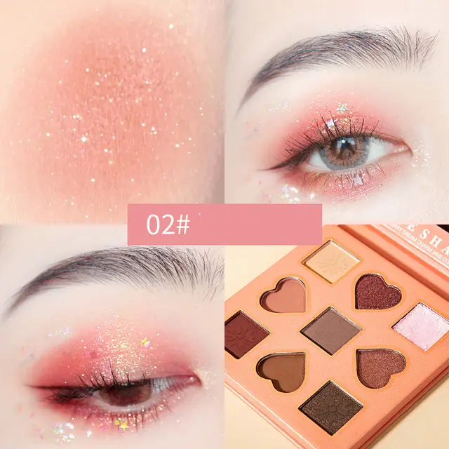 Pearlescent Matte Glitter Glitter Sequins Peach Nine Color Eyeshadow Style B - Shop at LoveMi
