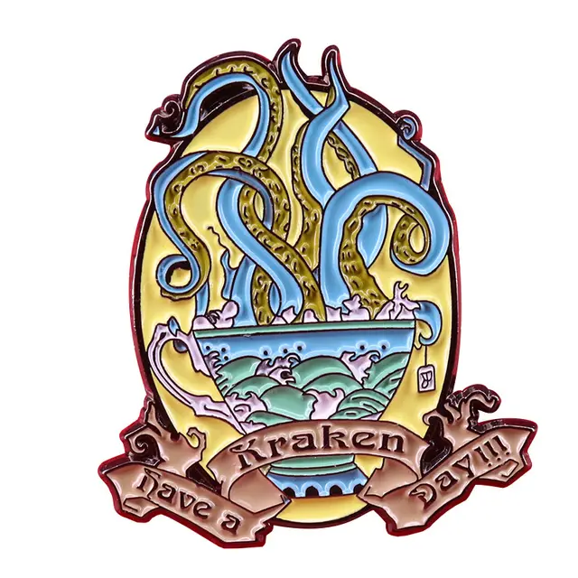 Octopus Kraken Sea Nautical Squid Mythical Cthulhu Pirate Enamel Pin Jewelry Funny Steampunk Gothic Brooch Badge Color - Shop at LoveMi