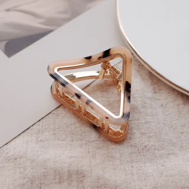 Acetate Plate Triangle Alloy Hairpin Beige - Shop at LoveMi