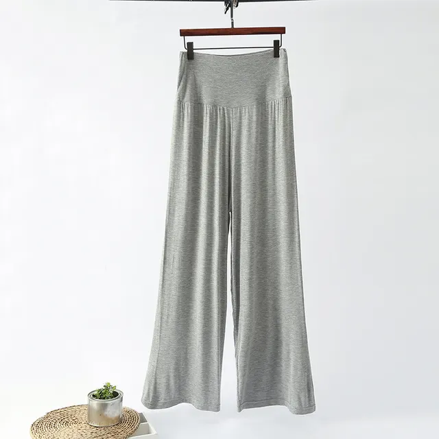 Modal High Waist Wide Leg Pants Loose Plus Size Throw Ppants Light Grey - Shop at LoveMi