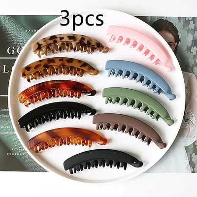 Banana Hair Clip Claws Banana Chic Hair Clamps Hairpin Strong Hold Ponytail Holder Clip Matte Banana Clips For Women Girls Mixed Color 3Pcs - Shop at LoveMi