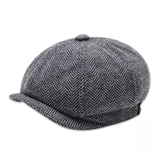 Trendy Newsboy Octagonal Cap Spring And Summer New British Retro Cap Black Gray - Shop at LoveMi