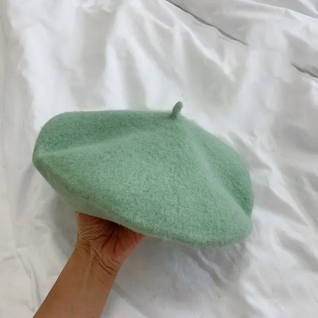 Autumn And Winter Japanese Casual Wool Warm Hat Beret Green - Shop at LoveMi