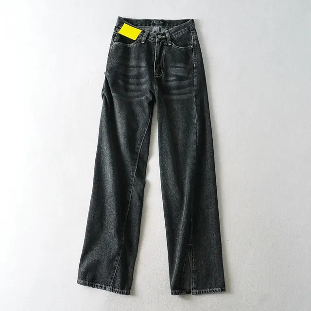 Net Red Feet Split Mopping High Waist Jeans Women Autumn Black - Shop at LoveMi