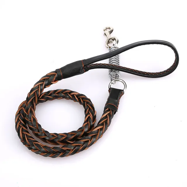 Pet Eight strand Cowhide Spring Traction Rope Black - Shop at LoveMi