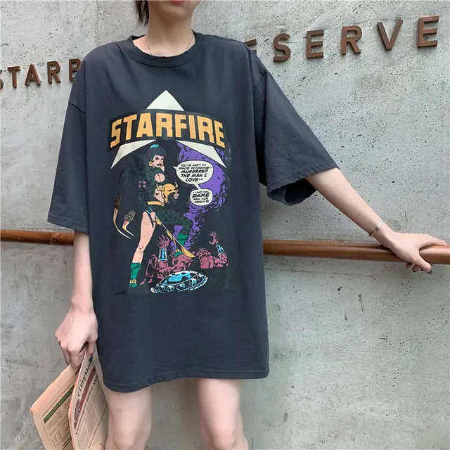 Short Sleeved Ins Tide Loose Lazy Style T Shirt Blouse Black - Shop at LoveMi
