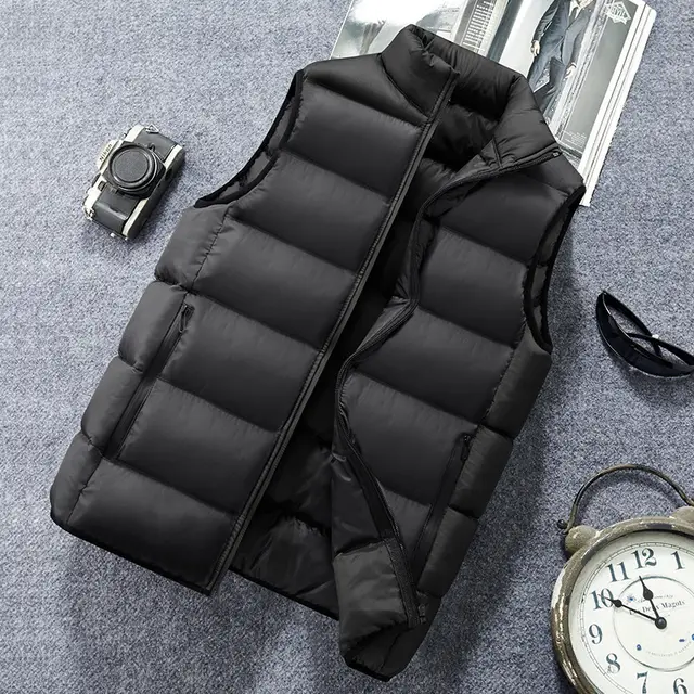 Autumn And Winter New Style Down Cotton Stand Up Collar Vest Men's Vest Black - Shop at LoveMi