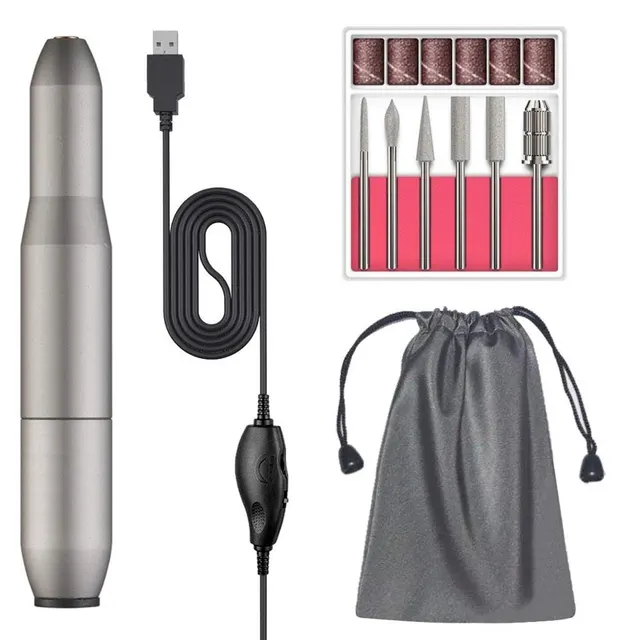 Mini Electric Nail Polishing Pen Short Style Adjustable Speed Grey - Shop at LoveMi