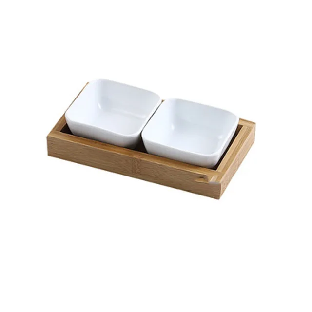 Japan Style Ceramic Fruits Plates with Bamboo Serving Tray B2 - Shop at LoveMi