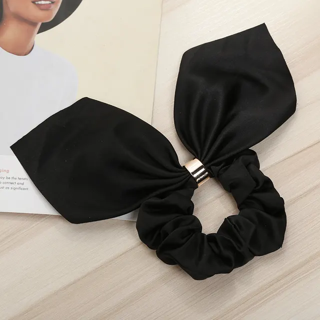 Bowknot Hair Tie Creative Metal Buckle Hair Rope Fabric Hair Accessories Black - Shop at LoveMi