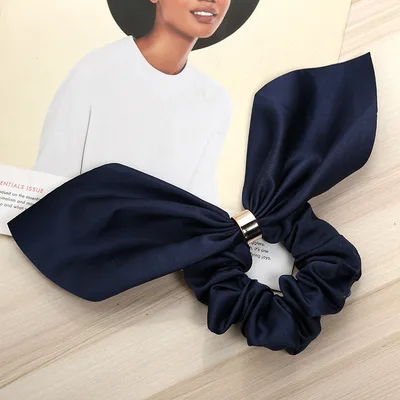 Bowknot Hair Tie Creative Metal Buckle Hair Rope Fabric Hair Accessories Blue - Shop at LoveMi