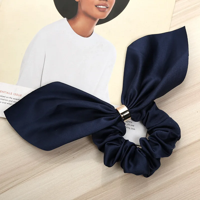 Bowknot Hair Tie Creative Metal Buckle Hair Rope Fabric Hair Accessories - Blue